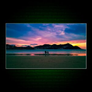 PVC-Forex 50X14cm - Donostia. La Concha con cielo colorido