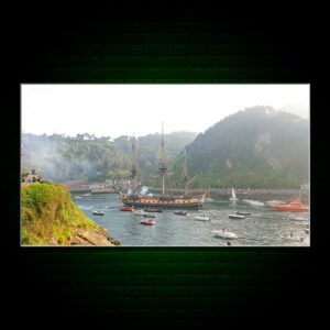 PVC-Forex 33x19cm - L'Hermione con barcos