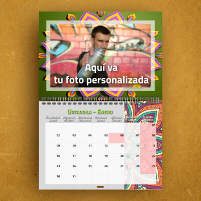 Calendario Personalizado: Mandala con Foto + 12 meses (Wire-O)