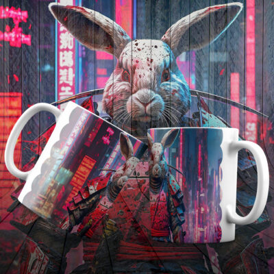 IA-Art - Conejito Ronin (Taza personalizada)