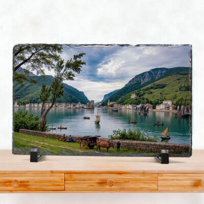 Foto-Pizarra – Oarsoaldea XIX (1850) Puerto de Pasaia, vista desde la Carretera Principal